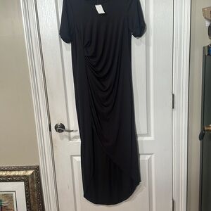 Mod Ref Sz S short sleeve, side Hilow slit side hem maxi black NWT